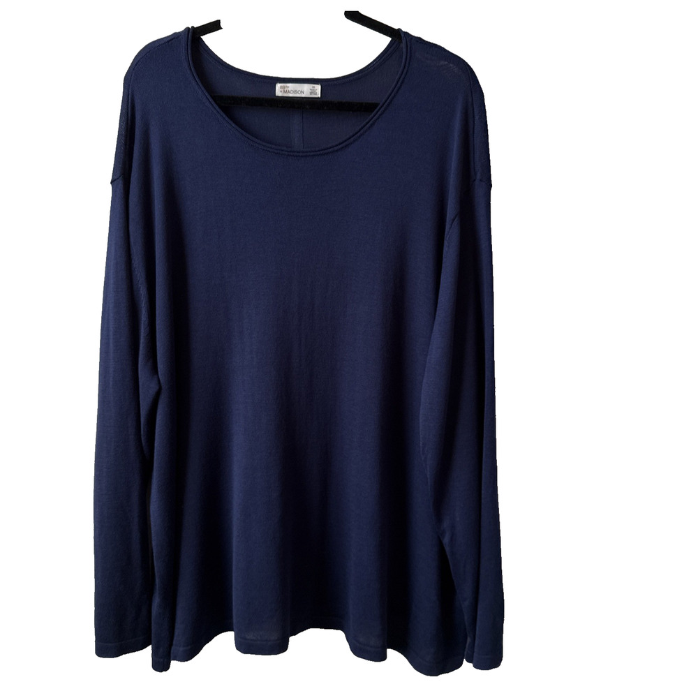 89th & Madison NWT Womens 2X Medieval Blueâ Long Sleeve Lightweight Knit Sweater